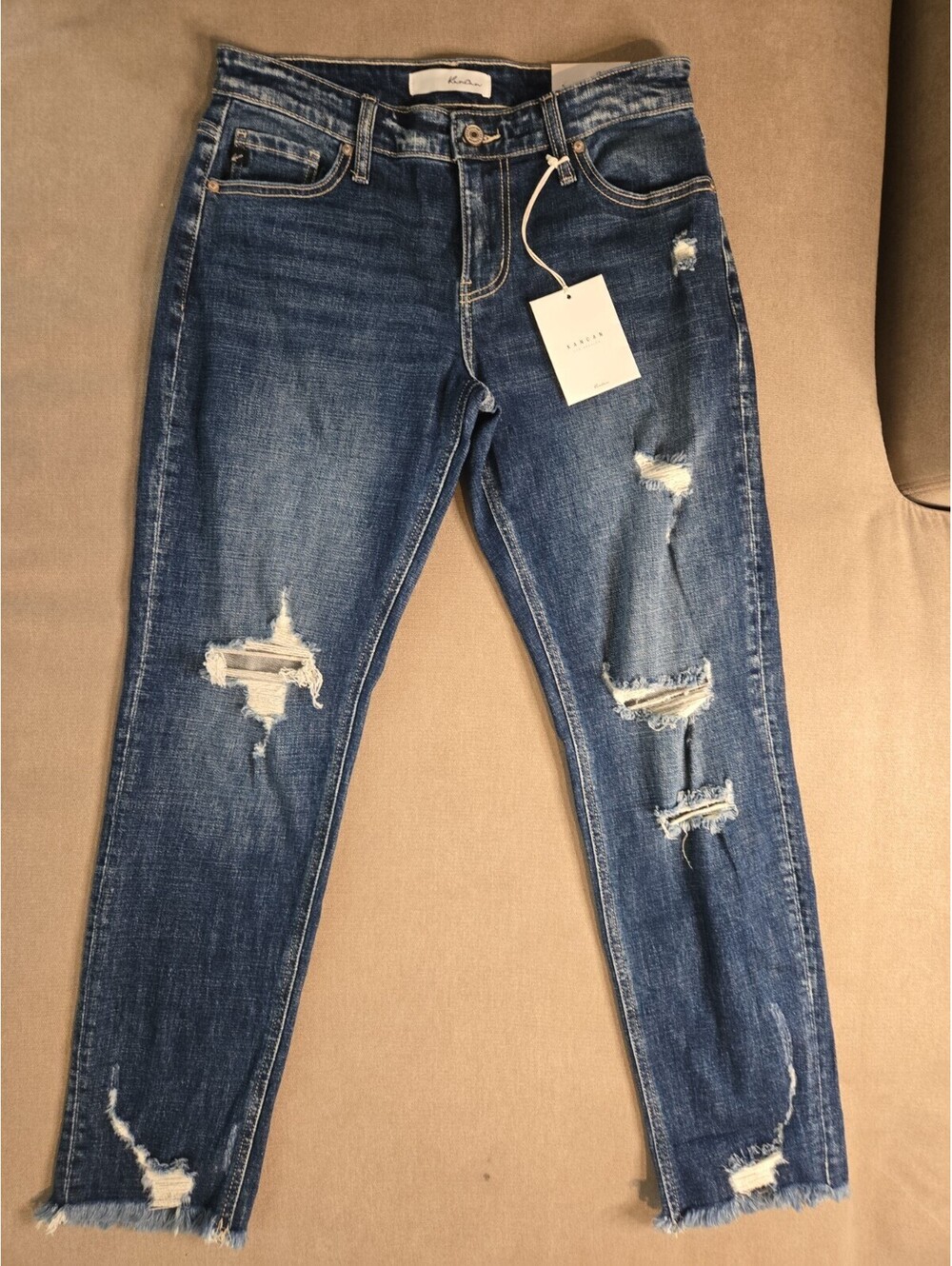 KanCan Jeans Women's Size 27 Boyfriend Distressed Ankle Pants Unltra Comfort